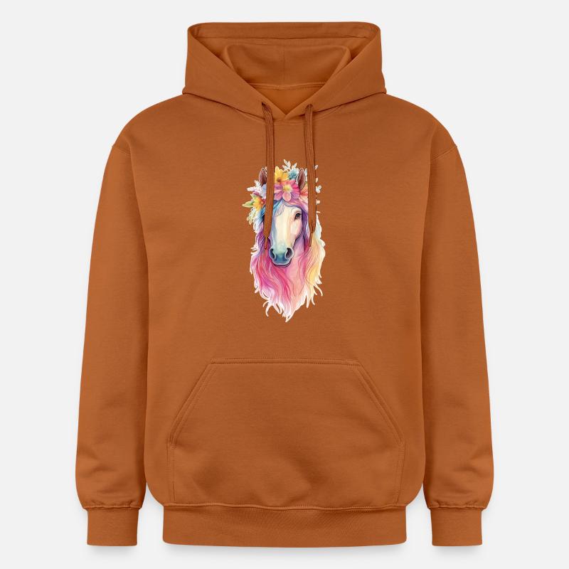 Cheval avec des fleurs - Sweat à capuche Softstyle® Gildan Unisexe - Athletic Orange