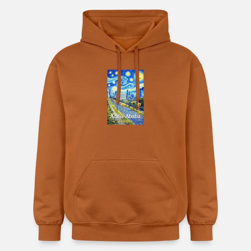 Art de la silhouette nocturne d’Addis-Abeba - Sweat à capuche Softstyle® Gildan Unisexe - Athletic Orange