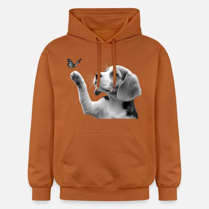 Chiot beagle et papillon - Sweat à capuche Softstyle® Gildan Unisexe - Athletic Orange