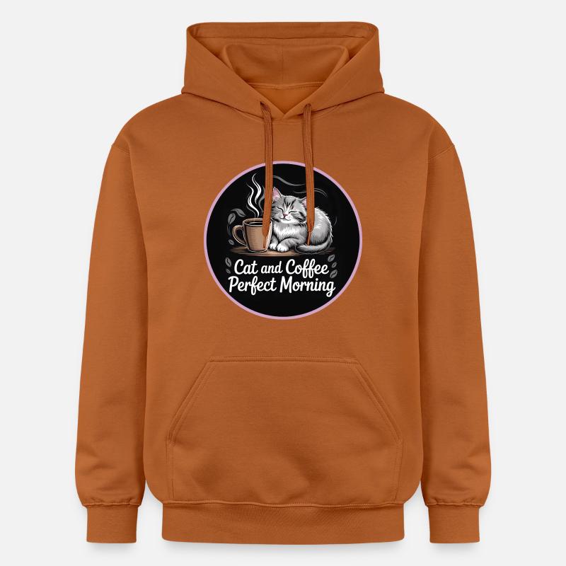 Routine matinale avec chats et café - Sweat à capuche Softstyle® Gildan Unisexe - Athletic Orange