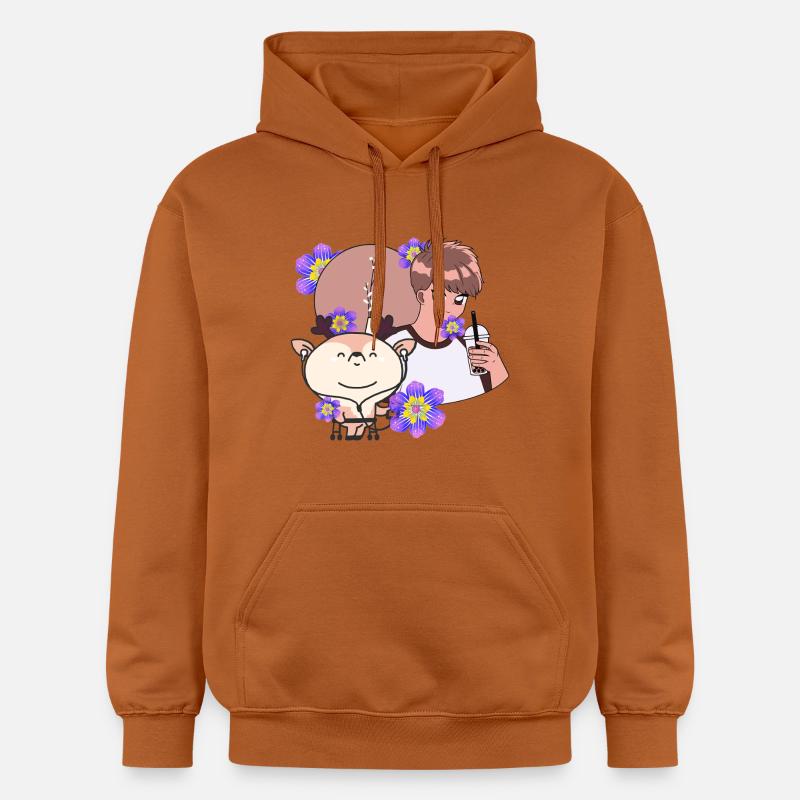 Bubble Tea et Cerf avec Walker - Sweat à capuche Softstyle® Gildan Unisexe - Athletic Orange