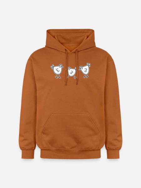 3 chickens hens feathered cattle - Gildan Unisex Softstyle® Midweight Hoodie - Athletic Orange