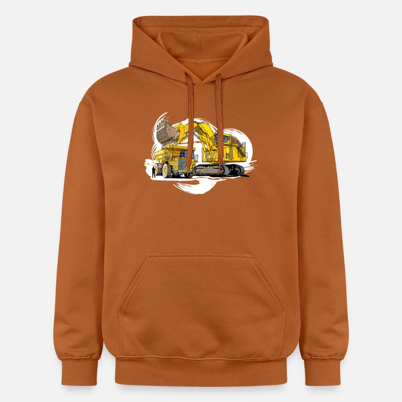 Méga machines sur le chantier - Sweat à capuche Softstyle® Gildan Unisexe - Athletic Orange