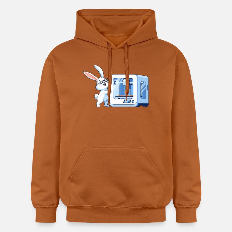 Funny Rabbit Nerd Programmer 3D Printer - Gildan Unisex Softstyle® Midweight Hoodie - Athletic Orange