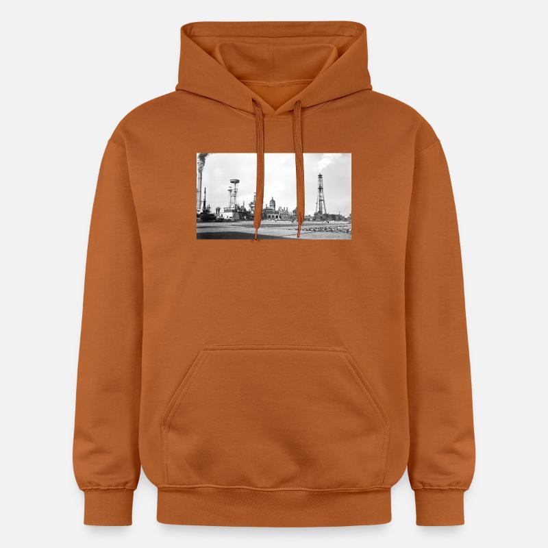 Paysage à vapeur industriel rétro - Sweat à capuche Softstyle® Gildan Unisexe - Athletic Orange