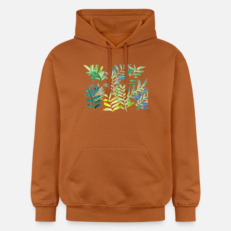 Branches de feuilles aquarelles - Sweat à capuche Softstyle® Gildan Unisexe - Athletic Orange