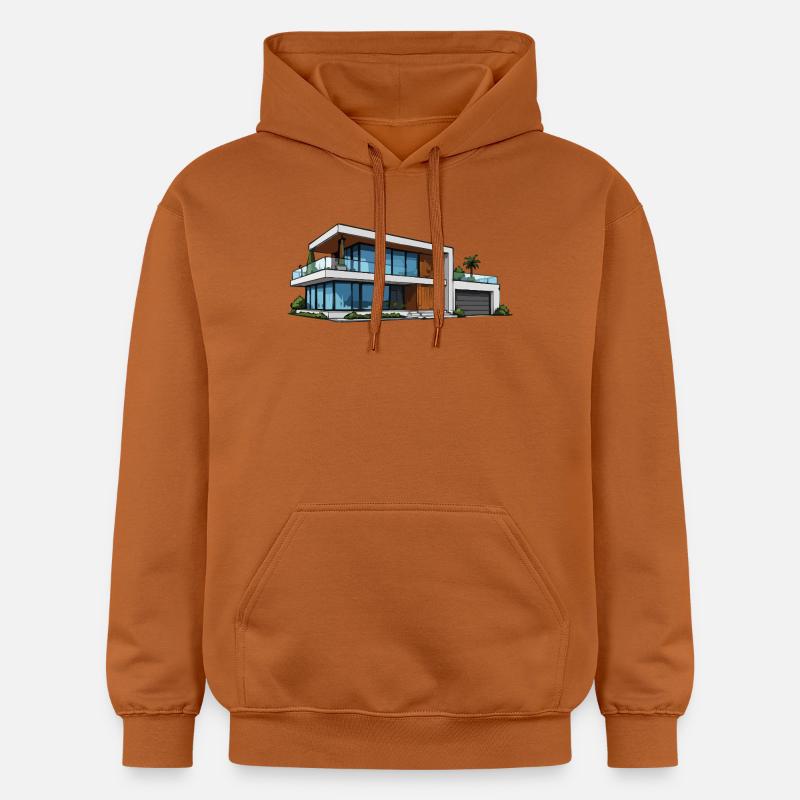 Illustration d’architecture moderne de villas - Sweat à capuche Softstyle® Gildan Unisexe - Athletic Orange