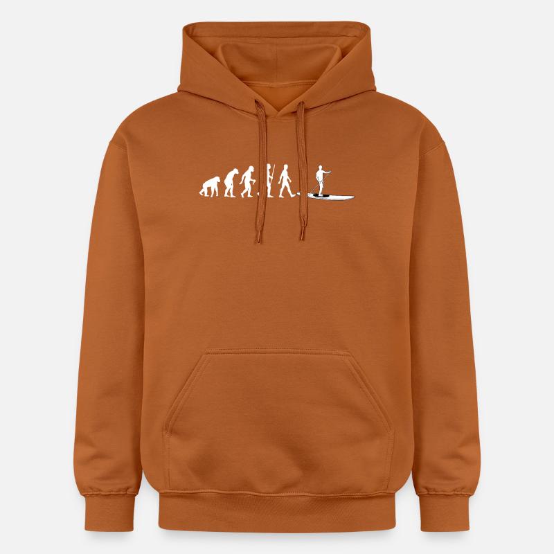 Evolution to Stand-Up Paddleboard - Gildan Unisex Softstyle® Midweight Hoodie - Athletic Orange