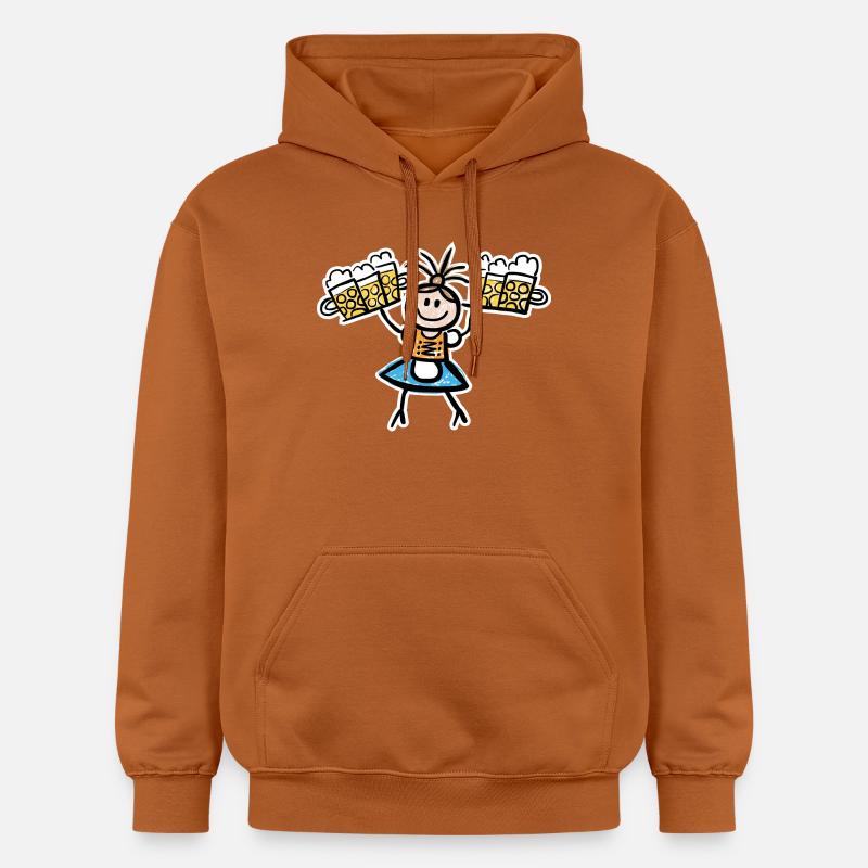 Kellnerin im Dirndl mit Biertablett - Gildan Unisex Softstyle® Midweight Hoodie - Athletic Orange