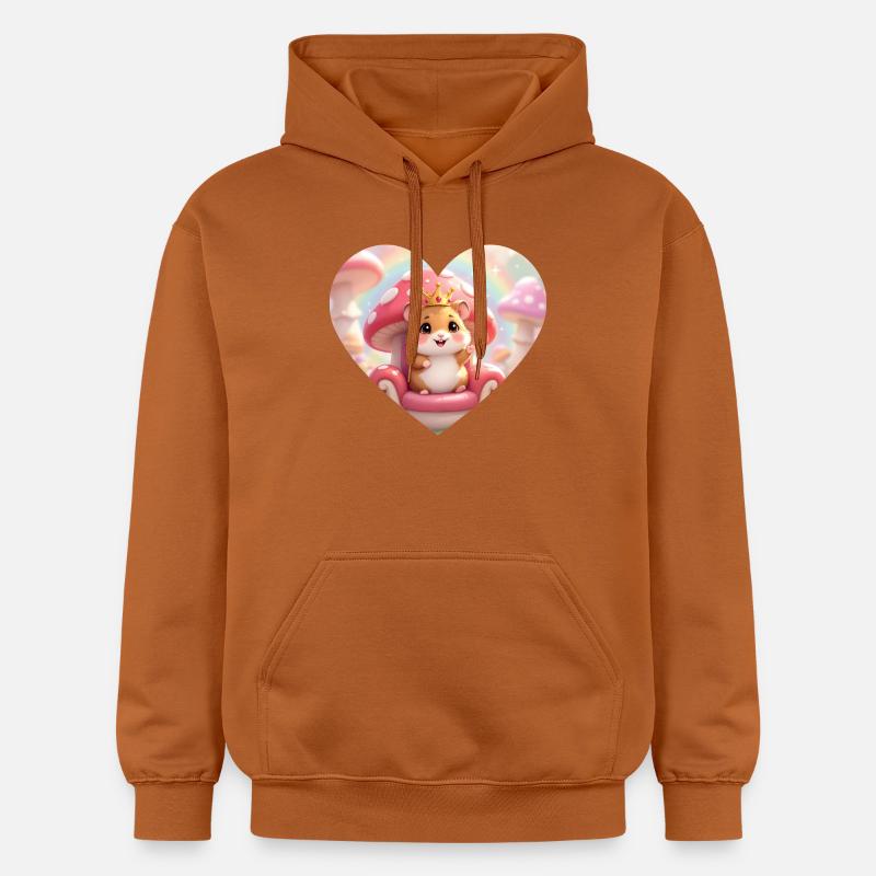 Kleines Mäuschen mit Krone auf Pilzthron - Gildan Unisex Softstyle® Midweight Hoodie - Athletic Orange