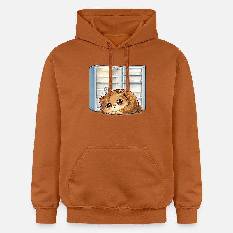 Petit chat devant un réfrigérateur ouvert - Sweat à capuche Softstyle® Gildan Unisexe - Athletic Orange