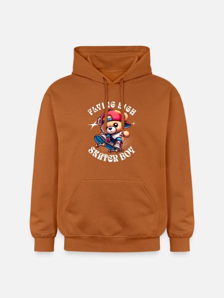 Skater teddy bear on skateboard - Gildan Unisex Softstyle® Midweight Hoodie - Athletic Orange