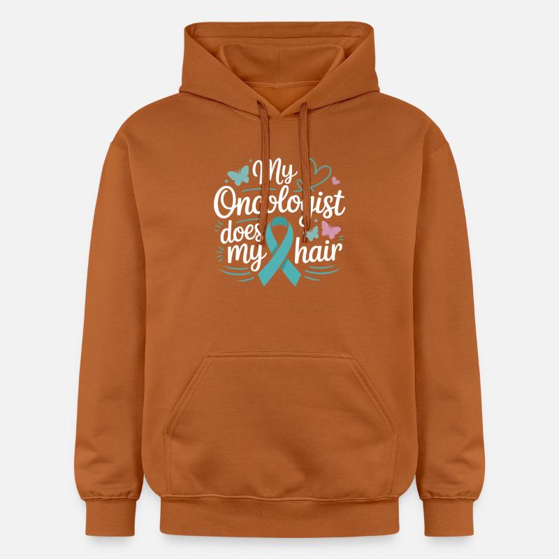 Mon oncologue coiffe mes cheveux - Sweat à capuche Softstyle® Gildan Unisexe - Athletic Orange