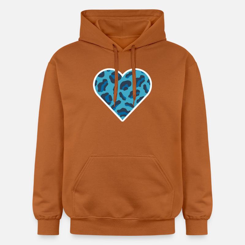 Cœur à imprimé léopard bleu - Sweat à capuche Softstyle® Gildan Unisexe - Athletic Orange