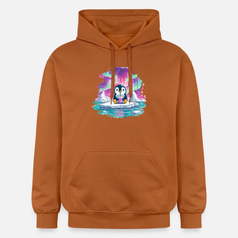 Pingouin sur glace avec boisson rose - Sweat à capuche Softstyle® Gildan Unisexe - Athletic Orange