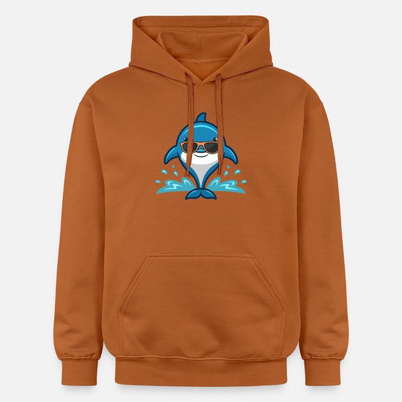 Dauphin chic sur les vagues - Sweat à capuche Softstyle® Gildan Unisexe - Athletic Orange