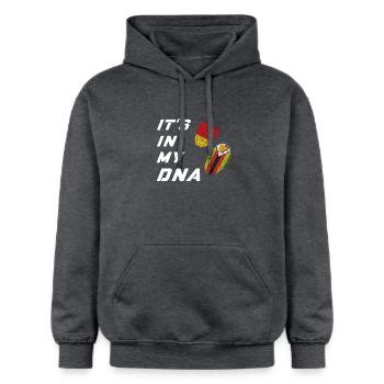 In my DNA Germany and Zimbabwe - Gildan Unisex Softstyle® Midweight Hoodie - dark heather grey - Front - Marisol (170cm) & Nik (191cm)