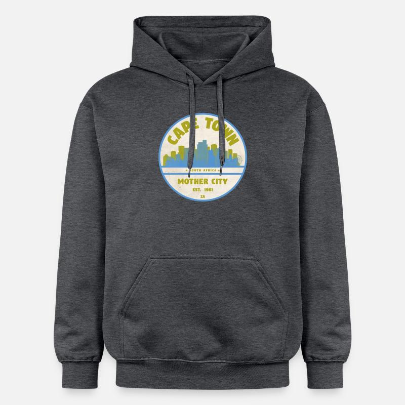 Emblème vintage de la Skyline du Cap - Sweat à capuche Softstyle® Gildan Unisexe - gris foncé chiné