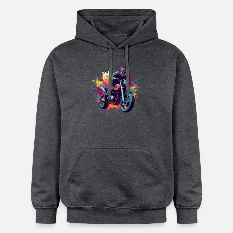 Moto avec tâche de couleur. - Sweat à capuche Softstyle® Gildan Unisexe - gris foncé chiné