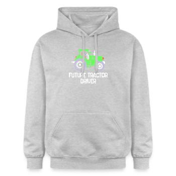 Nutzfahrzeug Statement Landleben Traktor Bauer - Gildan Unisex Softstyle® Midweight Hoodie - Hellgrau meliert - Vorne - Liana (172cm) & Jaron (178cm)