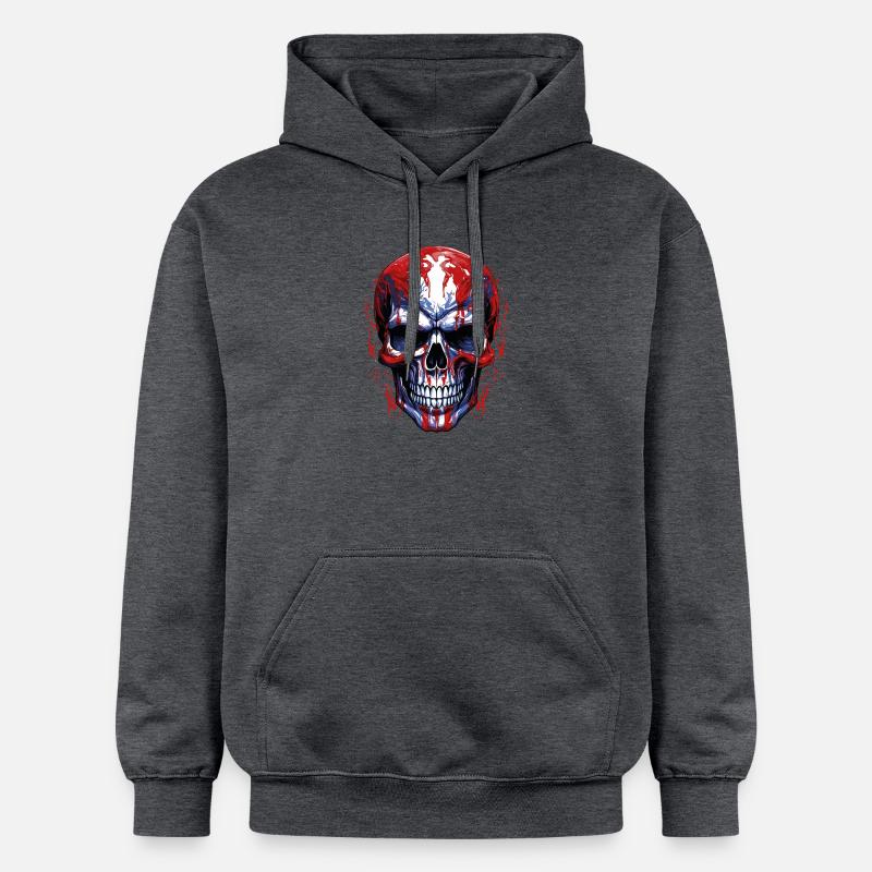 Graphique de crâne de drapeaux - Sweat à capuche Softstyle® Gildan Unisexe - gris foncé chiné