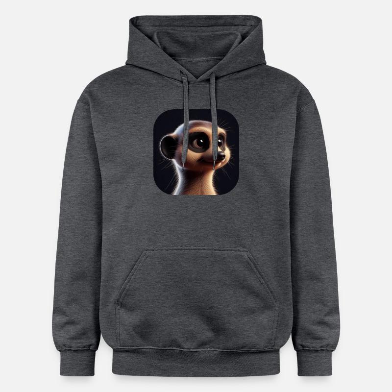 Suricate dans le style d’animation - Sweat à capuche Softstyle® Gildan Unisexe - gris foncé chiné
