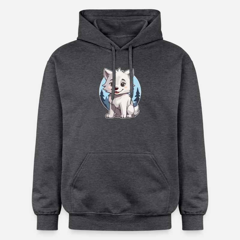 Niedlicher Wolf oder Hund Husky - Gildan Unisex Softstyle® Midweight Hoodie - Dunkelgrau meliert