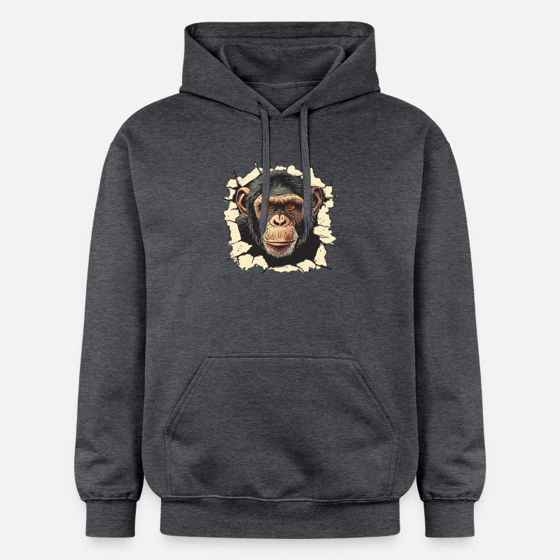 monkey, monkey head, chimpanzee, monkey - Gildan Unisex Softstyle® Midweight Hoodie - dark heather grey