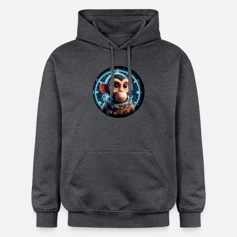 Singe en astronaute dans l’espace - Sweat à capuche Softstyle® Gildan Unisexe - gris foncé chiné