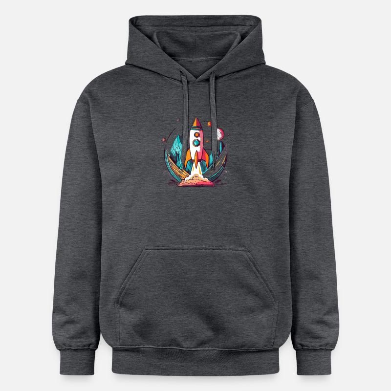 Fusée au design élégant recadrée - Sweat à capuche Softstyle® Gildan Unisexe - gris foncé chiné