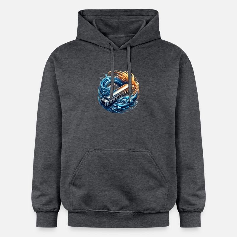 Design abstrait d'harmonica - Sweat à capuche Softstyle® Gildan Unisexe - gris foncé chiné