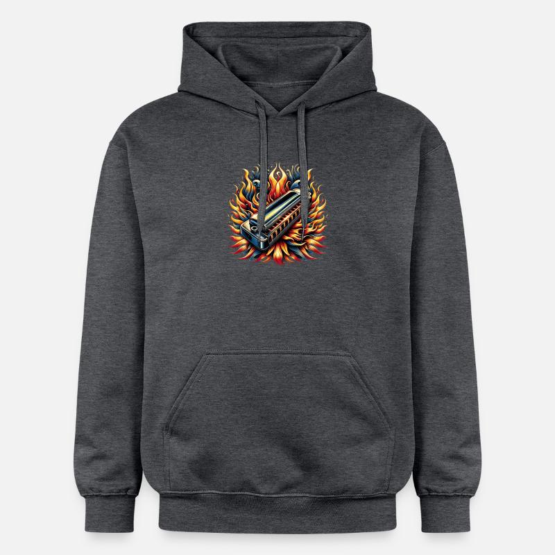 Design abstrait d'harmonica - Sweat à capuche Softstyle® Gildan Unisexe - gris foncé chiné