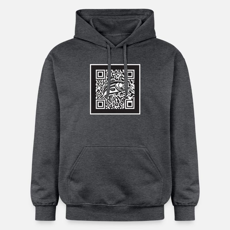 Design de code QR Perch - Sweat à capuche Softstyle® Gildan Unisexe - gris foncé chiné
