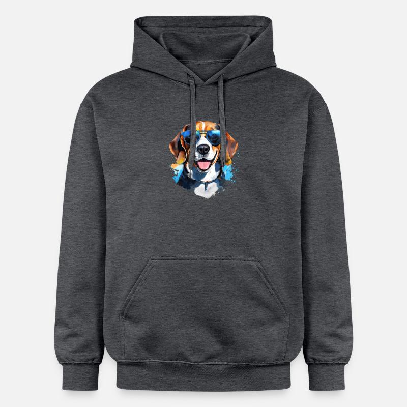 Beagle avec lunettes de soleil - Sweat à capuche Softstyle® Gildan Unisexe - gris foncé chiné
