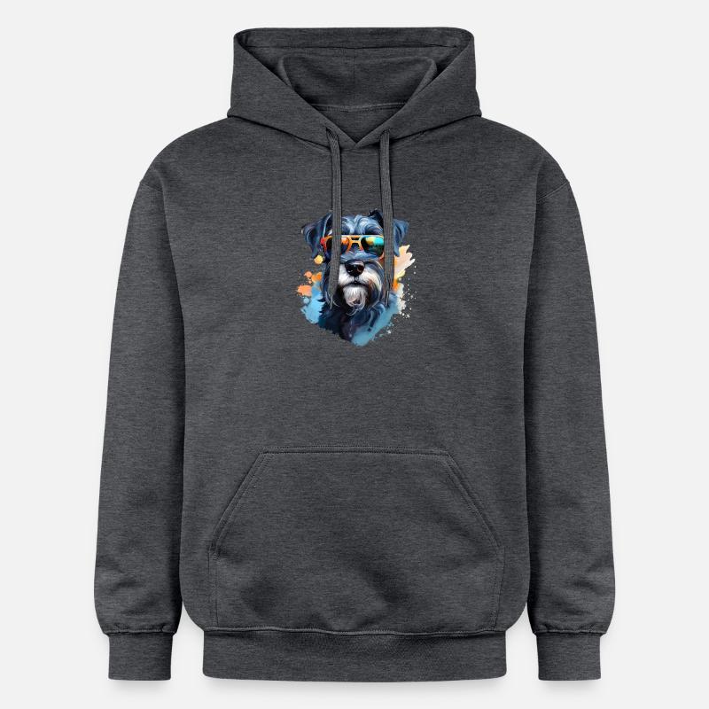 Schnauzer avec lunettes de soleil - Sweat à capuche Softstyle® Gildan Unisexe - gris foncé chiné