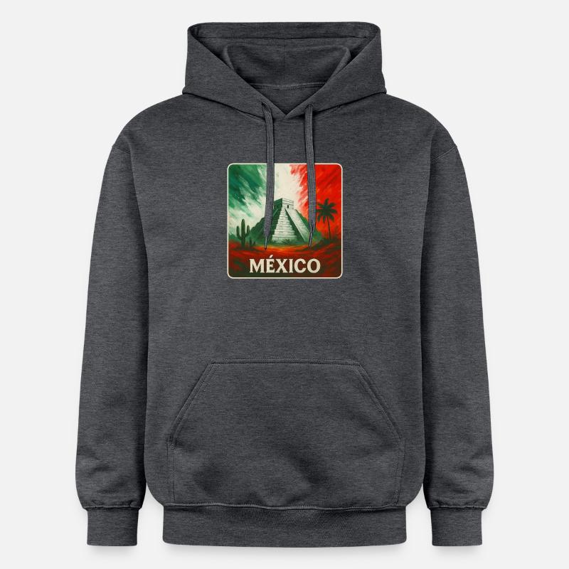 Conception des pyramides du Mexique - Sweat à capuche Softstyle® Gildan Unisexe - gris foncé chiné
