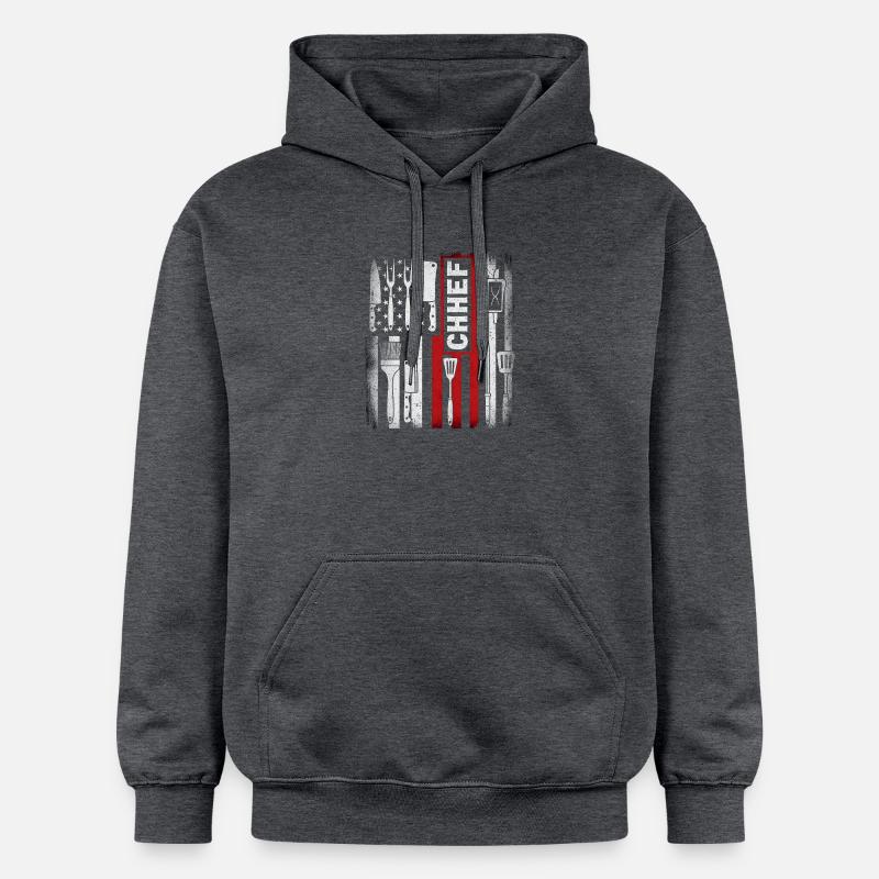Chef du drapeau américain - Sweat à capuche Softstyle® Gildan Unisexe - gris foncé chiné