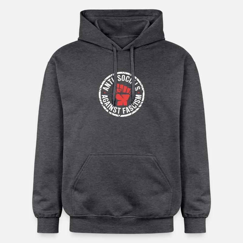 Antisoziale Antifa - Antifa Logo - Sweat à capuche Softstyle® Gildan Unisexe - gris foncé chiné