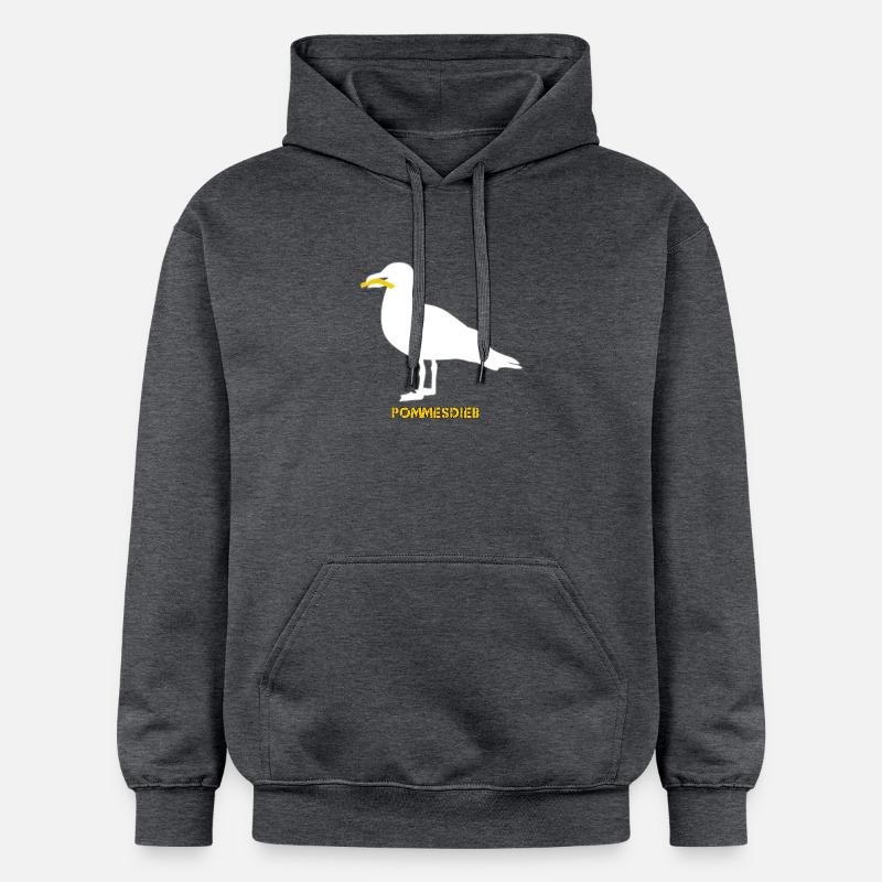 Frites Mouette Voleuse - Blanc - Sweat à capuche Softstyle® Gildan Unisexe - gris foncé chiné