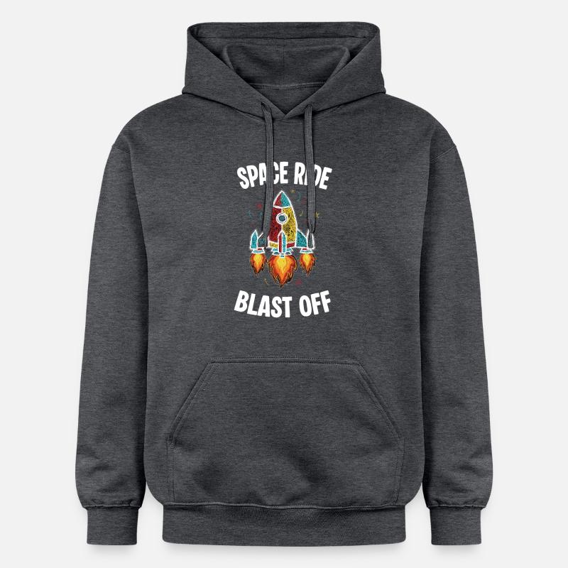 Fusée Espace Retro Scribble Blast Off - Sweat à capuche Softstyle® Gildan Unisexe - gris foncé chiné