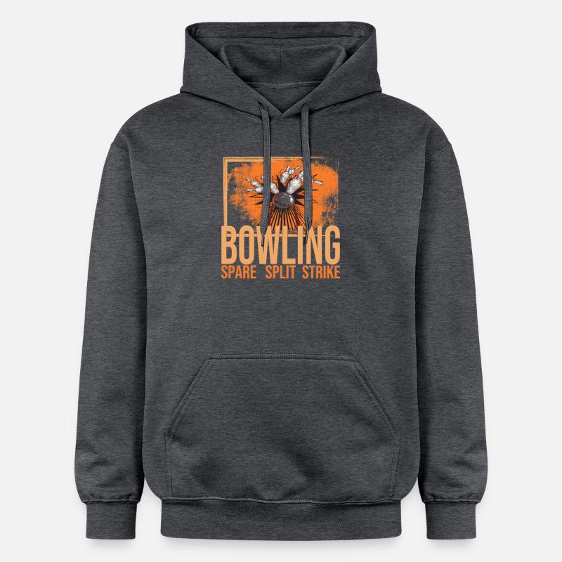 Bowling - Spare - Split - Strike - Gildan Unisex Softstyle® Midweight Hoodie - Dunkelgrau meliert