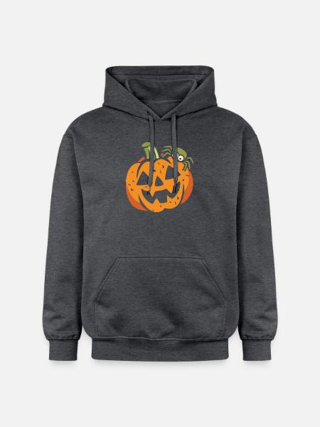 Lustiger Halloween-Kürbis mit Spinne - Gildan Unisex Softstyle® Midweight Hoodie - Dunkelgrau meliert