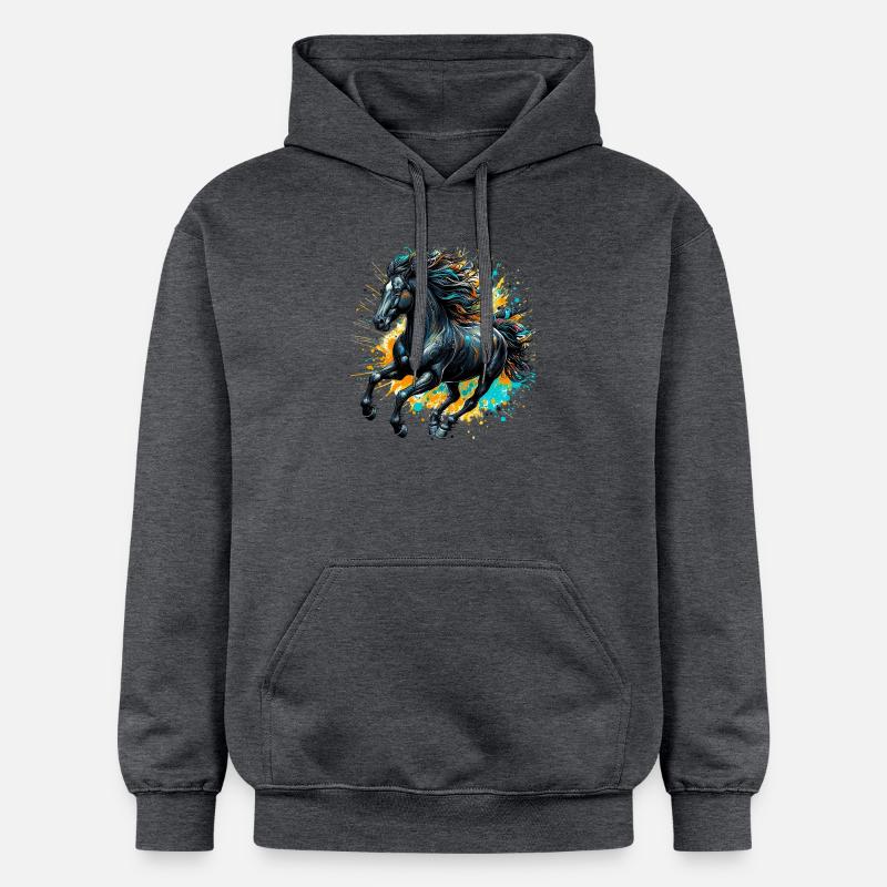 Cheval - Sweat à capuche Softstyle® Gildan Unisexe - gris foncé chiné