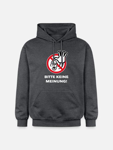 Bitte Keine Meinung! (Warnzeichen Warnschild / 3C) - Gildan Unisex Softstyle® Midweight Hoodie - Dunkelgrau meliert