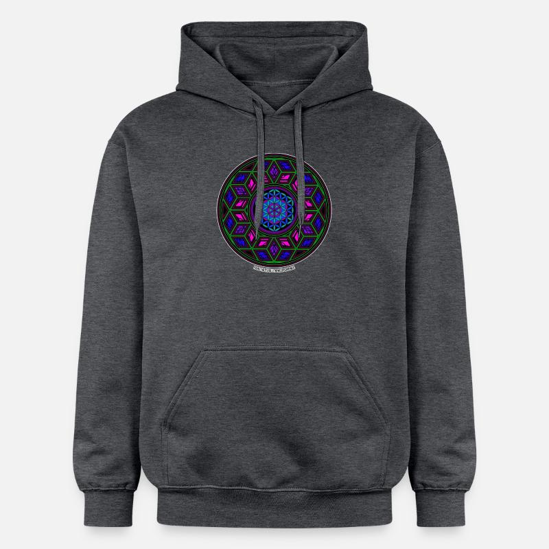 Expérience d’évolution fractale Kaléidoscope Mandala - Sweat à capuche Softstyle® Gildan Unisexe - gris foncé chiné