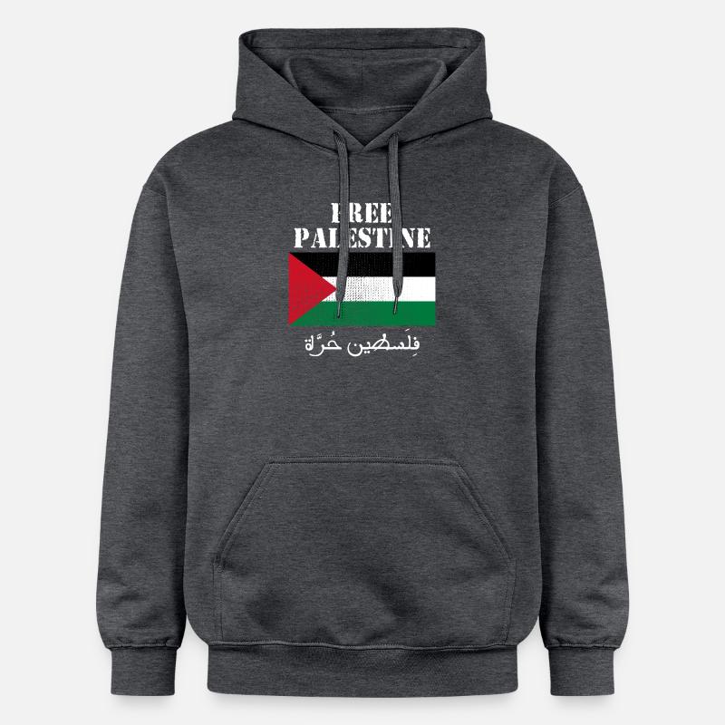 Drapeau de Palestine libre - Sweat à capuche Softstyle® Gildan Unisexe - gris foncé chiné