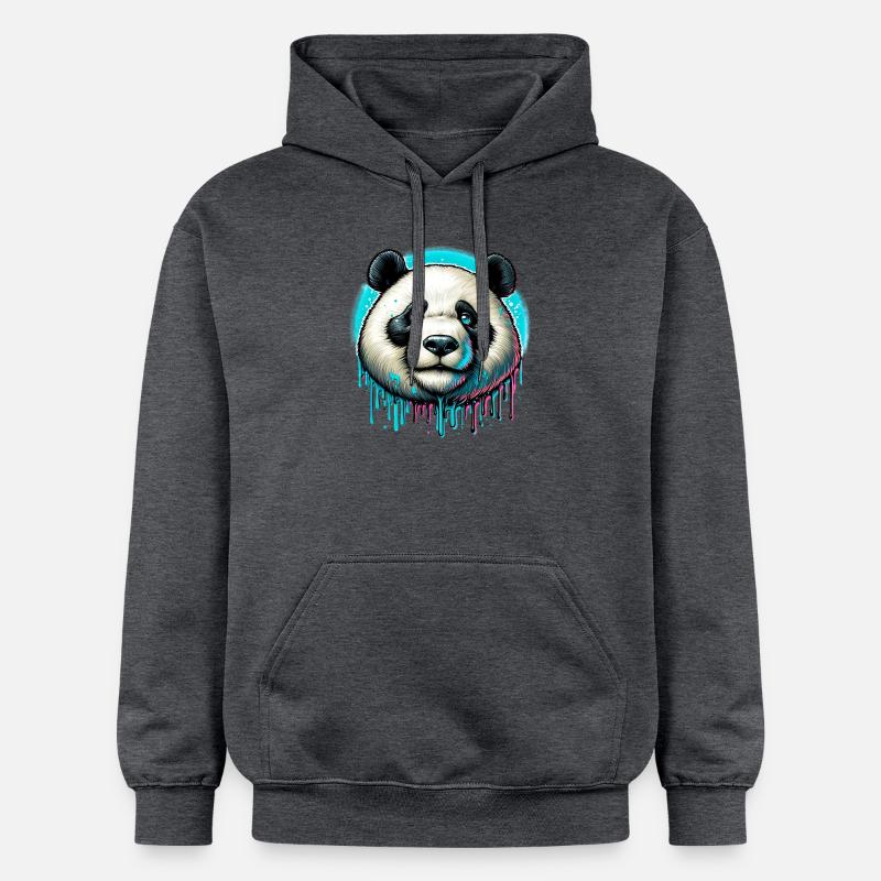 Panda - Sweat à capuche Softstyle® Gildan Unisexe - gris foncé chiné