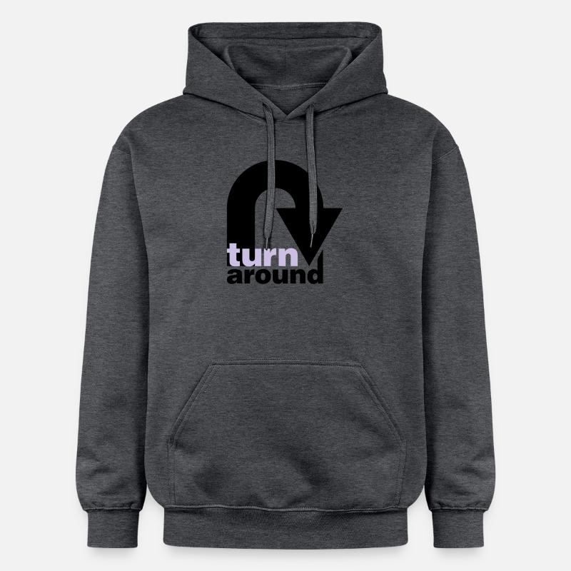 turn around | undrehen | arrow | pfeil - Sweat à capuche Softstyle® Gildan Unisexe - gris foncé chiné