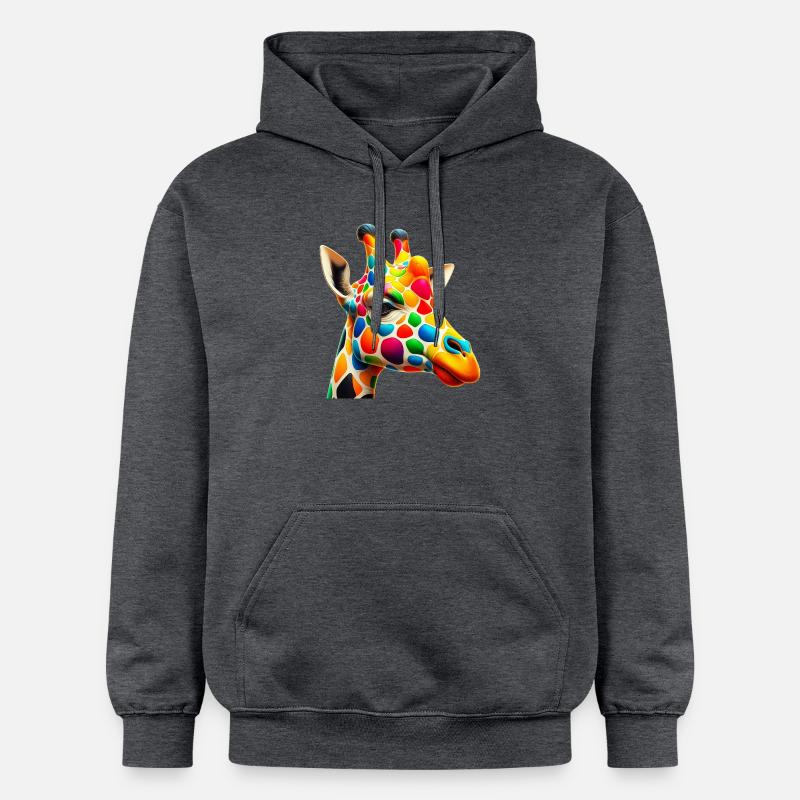 Girafe colorée et peinte comme Arlequin - Sweat à capuche Softstyle® Gildan Unisexe - gris foncé chiné