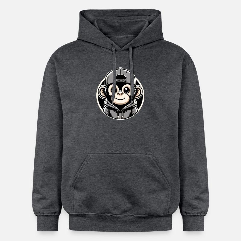 Casquette à capuche Monkey Round - Sweat à capuche Softstyle® Gildan Unisexe - gris foncé chiné